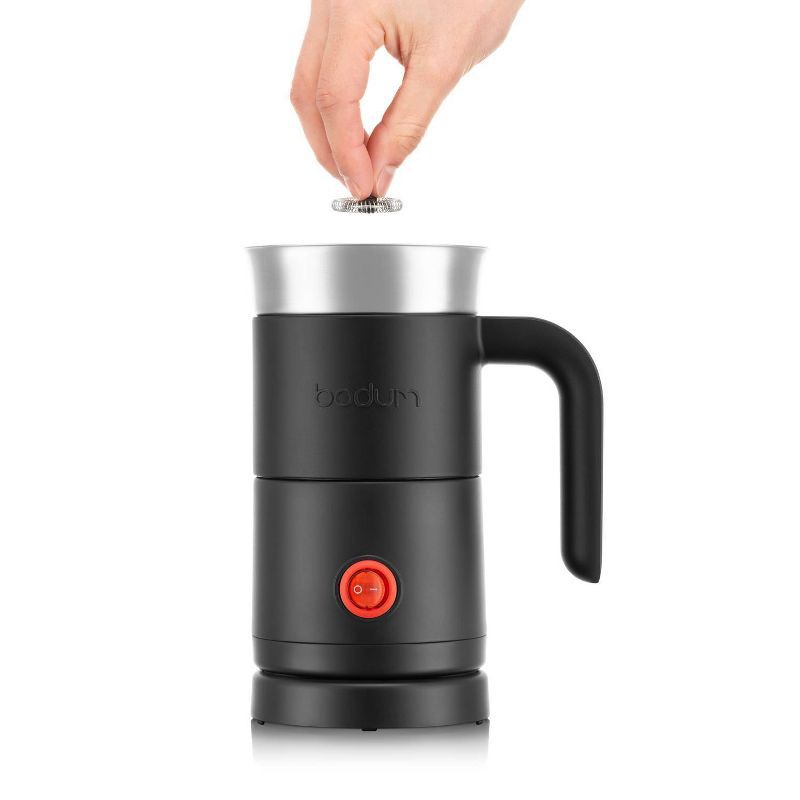 slide 2 of 8, Bodum Milk Frother with handle Black: Electric Coffee & Milk Steamer, 500W, Stainless Steel, Hand Wash, 10oz Capacity, 10 oz