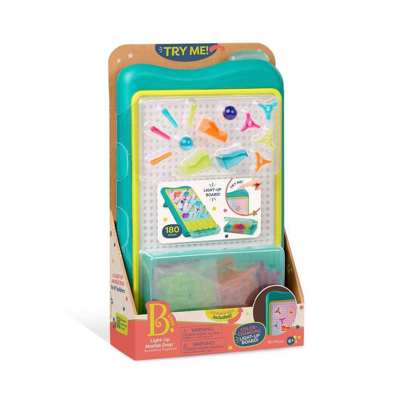 slide 11 of 11, B. toys Light-Up Marble Drop - Marble Run & Peg Art Playset, 1 ct