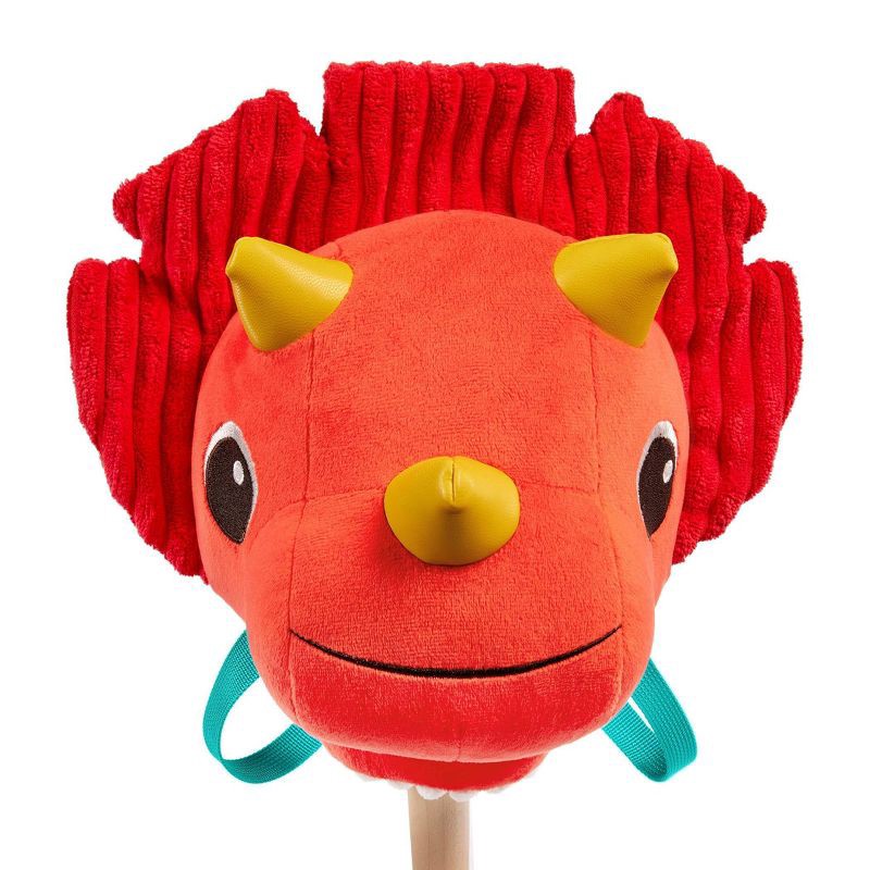 slide 7 of 9, B. toys Hop 'n' Ride Tommy Triceratops - Plush Dinosaur Hobbyhorse with Sounds, 1 ct