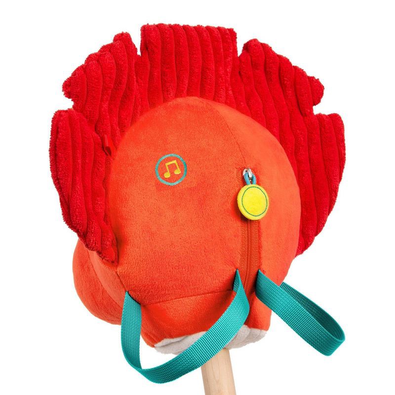 slide 8 of 9, B. toys Hop 'n' Ride Tommy Triceratops - Plush Dinosaur Hobbyhorse with Sounds, 1 ct