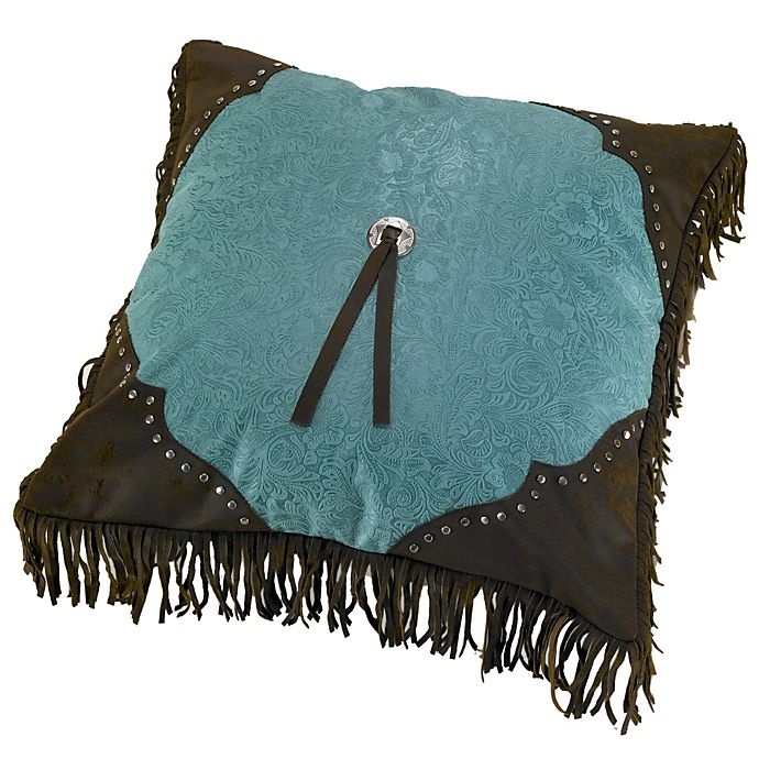 slide 1 of 1, HiEnd Accents Cheyenne Scalloped Throw Pillow - Turquoise, 1 ct