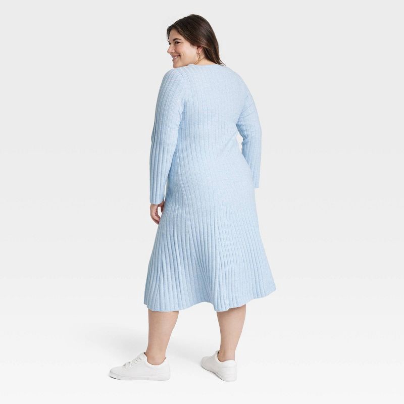 slide 2 of 3, Women's Long Sleeve Midi Ribbed Sweater Dress - A New Day™ Blue XXL, 1 ct