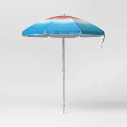 5.8'x5.8' Round Outdoor Patio Beach Umbrella Red/White/Blue Gradient - Sun Squad™