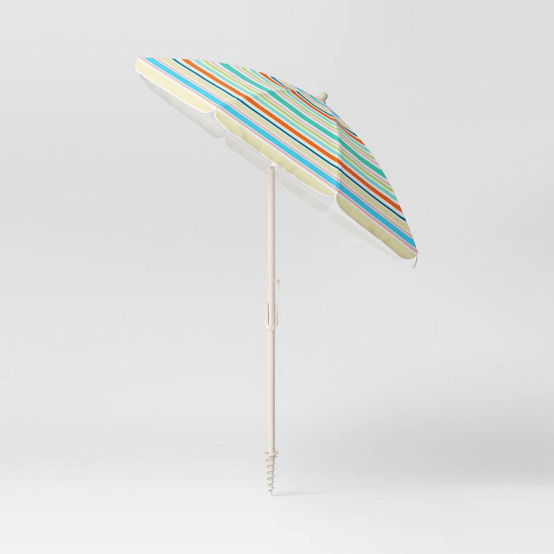 slide 4 of 4, 5.8'x5.8' Round Outdoor Patio Beach Umbrella Stripes - Sun Squad™, 1 ct