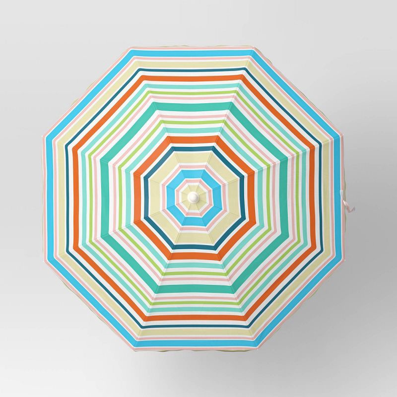 slide 3 of 4, 5.8'x5.8' Round Outdoor Patio Beach Umbrella Stripes - Sun Squad™, 1 ct