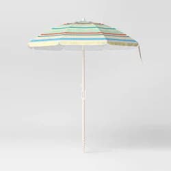 5.8'x5.8' Round Outdoor Patio Beach Umbrella Stripes - Sun Squad™