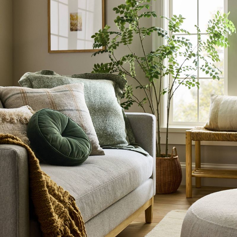 slide 4 of 4, Threshold designed w/Studio McGee Velvet Round Throw Pillow Moss Green - Threshold™ designed with Studio McGee, 1 ct