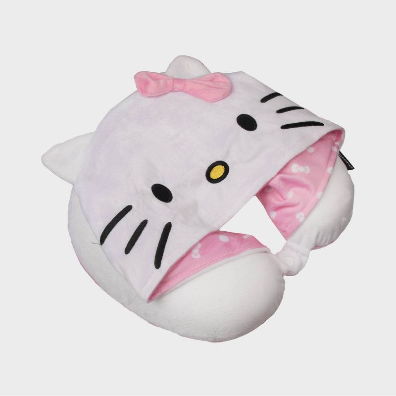 slide 2 of 5, Hello Kitty Kids' Hooded Neck Pillow with Luggage Tag, 1 ct