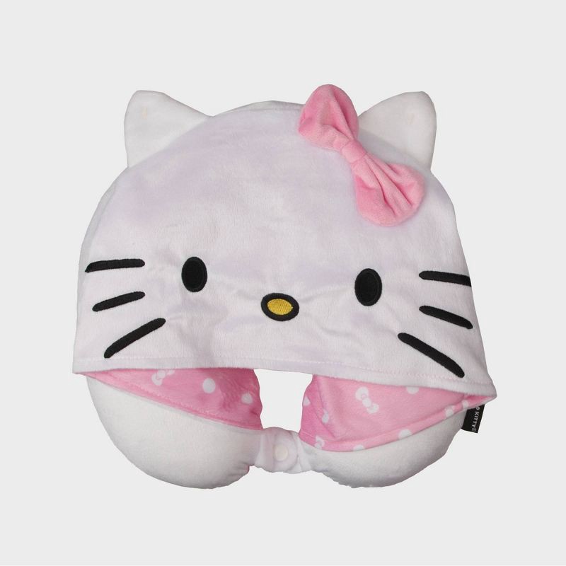 slide 1 of 5, Hello Kitty Kids' Hooded Neck Pillow with Luggage Tag, 1 ct
