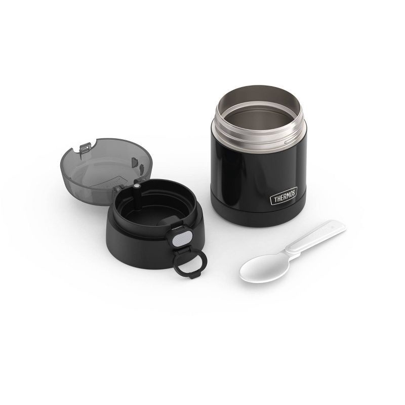 slide 5 of 5, Thermos Kids' 10oz FUNtainer Stainless Steel Food Jar with Snack Top & Spoon - Black, 10 oz
