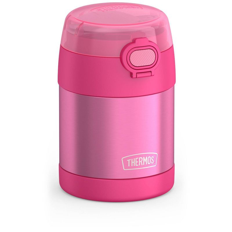 slide 2 of 11, Thermos Kids' 10oz FUNtainer Stainless Steel Food Jar with Snack Top & Spoon - Pink, 10 oz