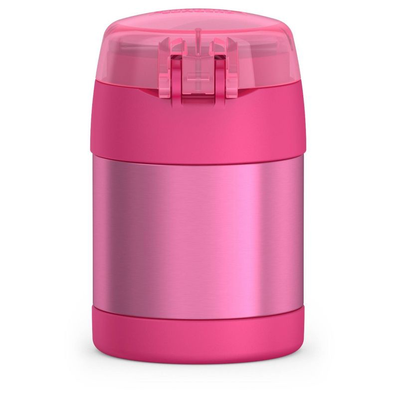slide 4 of 11, Thermos Kids' 10oz FUNtainer Stainless Steel Food Jar with Snack Top & Spoon - Pink, 10 oz
