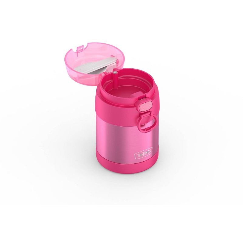 slide 5 of 11, Thermos Kids' 10oz FUNtainer Stainless Steel Food Jar with Snack Top & Spoon - Pink, 10 oz