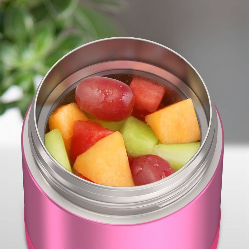 slide 8 of 11, Thermos Kids' 10oz FUNtainer Stainless Steel Food Jar with Snack Top & Spoon - Pink, 10 oz