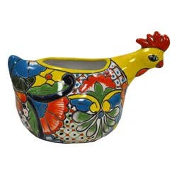Blue Orange Pottery Talavera Hen Planter