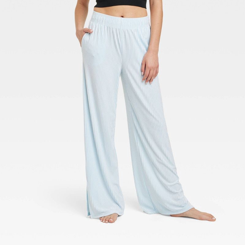 Women's Velvet Lounge Pajama Pants with Slit - Colsie Blue XS 1 ct