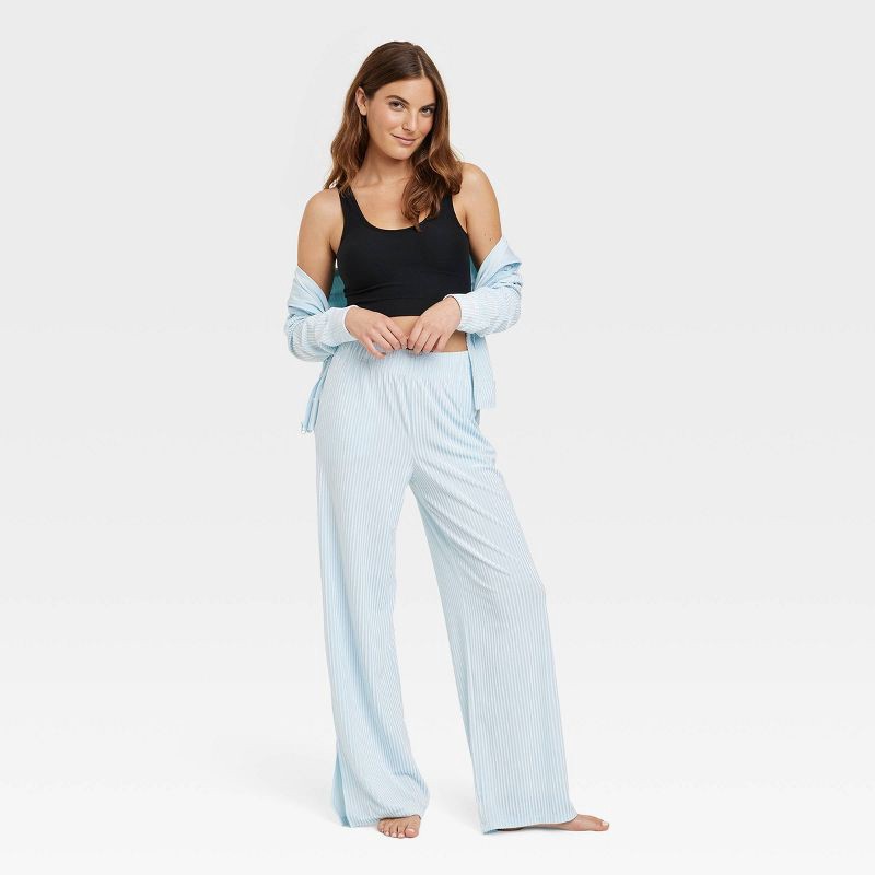 Women's Velvet Lounge Pajama Pants with Slit - Colsie Blue S 1 ct
