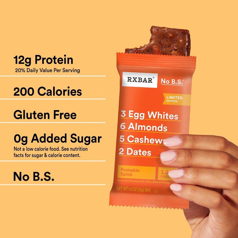slide 4 of 10, RXBAR Pumpkin Spice Protein Bars - 12g Protein - 9.15oz/5ct, 12 gram, 9.15 oz, 5 ct