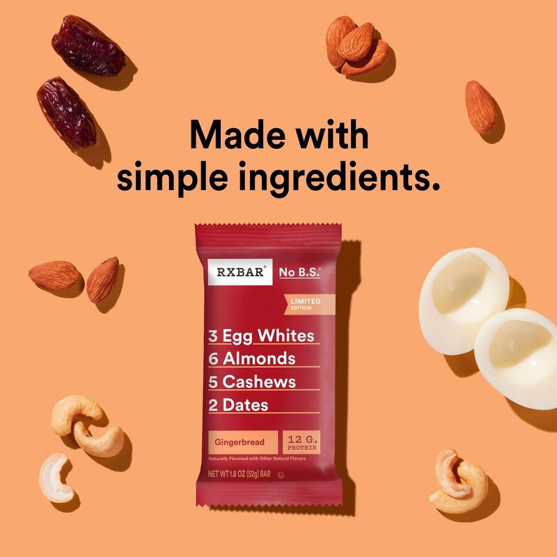 slide 5 of 10, RXBAR Gingerbread Protein Bars - 12g Protein - 9.1/5ct, 12 gram, 9.1/5 ct