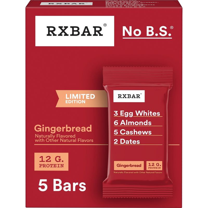 slide 1 of 10, RXBAR Gingerbread Protein Bars - 12g Protein - 9.1/5ct, 12 gram, 9.1/5 ct