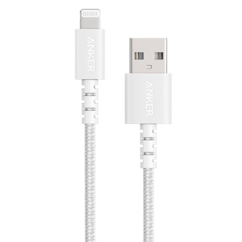 slide 2 of 4, Anker 3' Braided Lightning to USB-A Charging Cable - White, 1 ct