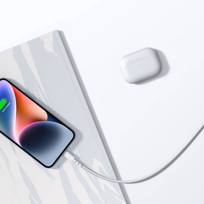 slide 4 of 4, Anker 3' Braided Lightning to USB-A Charging Cable - White, 1 ct