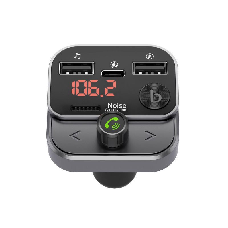 slide 3 of 5, Just Wireless FM Transmitter with USB-C and USB-A Charging Port - Black, 1 ct
