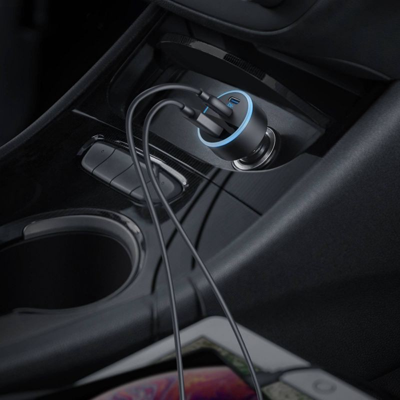 slide 6 of 10, Anker 3-Port 67W Car Charger - Black, 1 ct