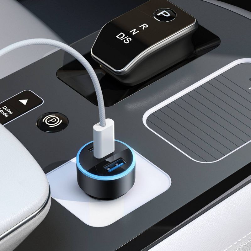 slide 9 of 10, Anker 3-Port 67W Car Charger - Black, 1 ct