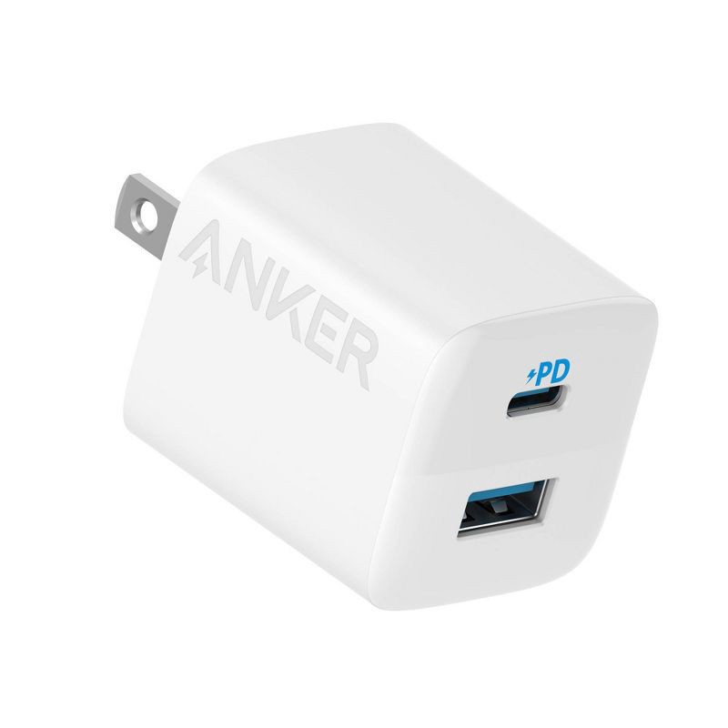 slide 2 of 4, Anker 2-Port 33W Wall Charger - White: USB & USB-C, Quick Charge, 1 ct