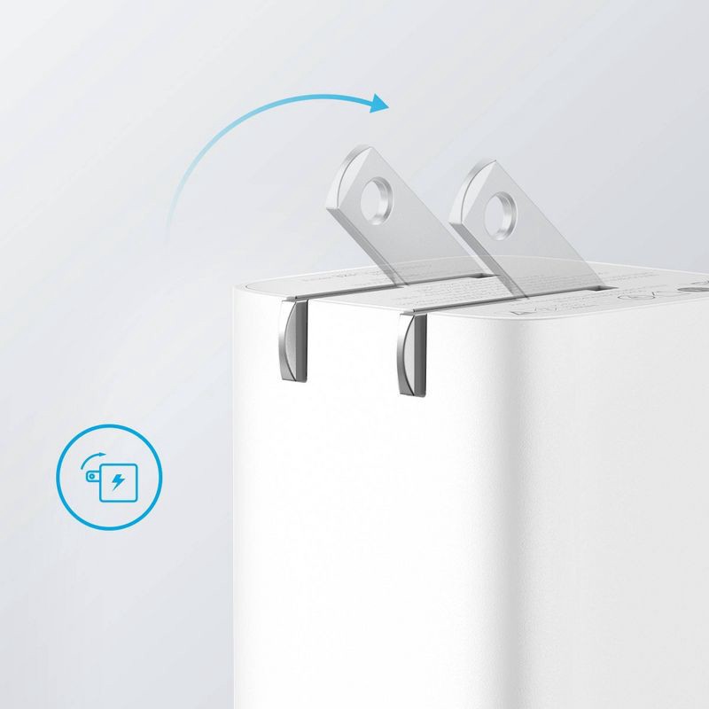 slide 3 of 4, Anker 2-Port 33W Wall Charger - White: USB & USB-C, Quick Charge, 1 ct