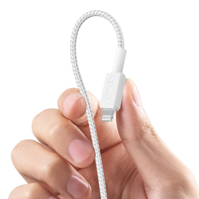 slide 3 of 8, Anker 6' Braided Lightning to USB-C Fast Charging Cable - White, 1 ct