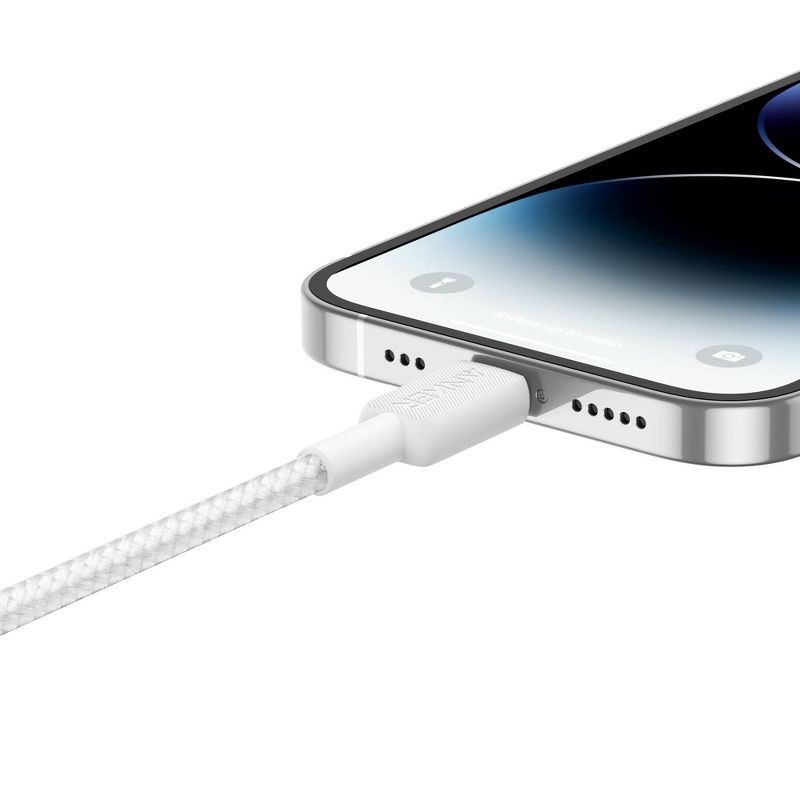 slide 5 of 8, Anker 6' Braided Lightning to USB-C Fast Charging Cable - White, 1 ct