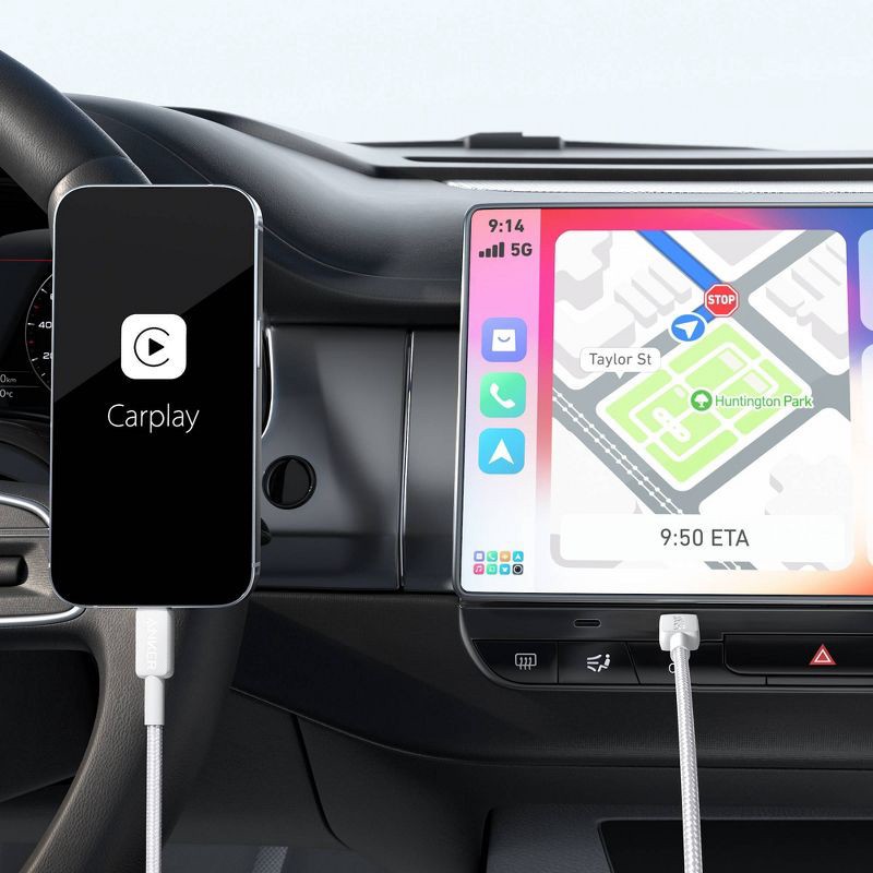 slide 8 of 8, Anker 6' Braided Lightning to USB-C Fast Charging Cable - White, 1 ct