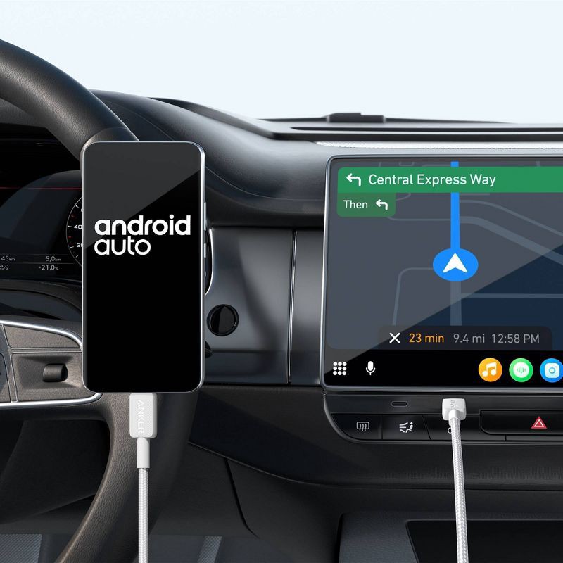 slide 6 of 6, Anker 10' 60W Braided USB-C to USB-C Max Fast Charging Cable - White: Male-To-Male Cord, 1 ct