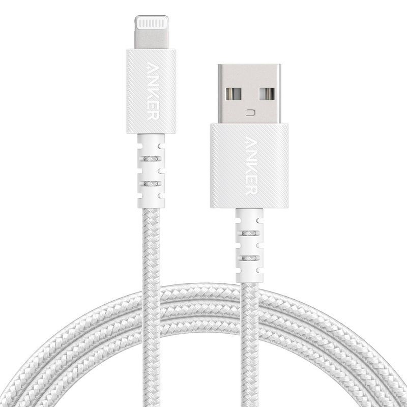 slide 2 of 3, Anker 6' Braided Lightning to USB-A Charging Cable - White: Apple Lightning Connector, 1 ct