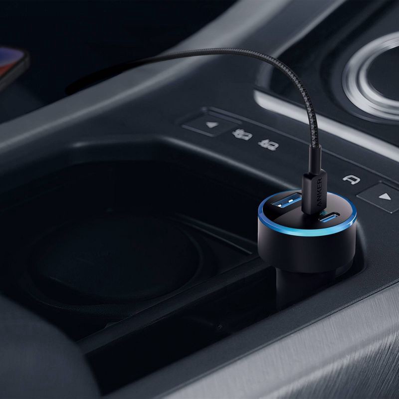 slide 2 of 5, Anker 3-Port 67W Car Charger with 3' Lightning to USB-C Cable - Black, 1 ct