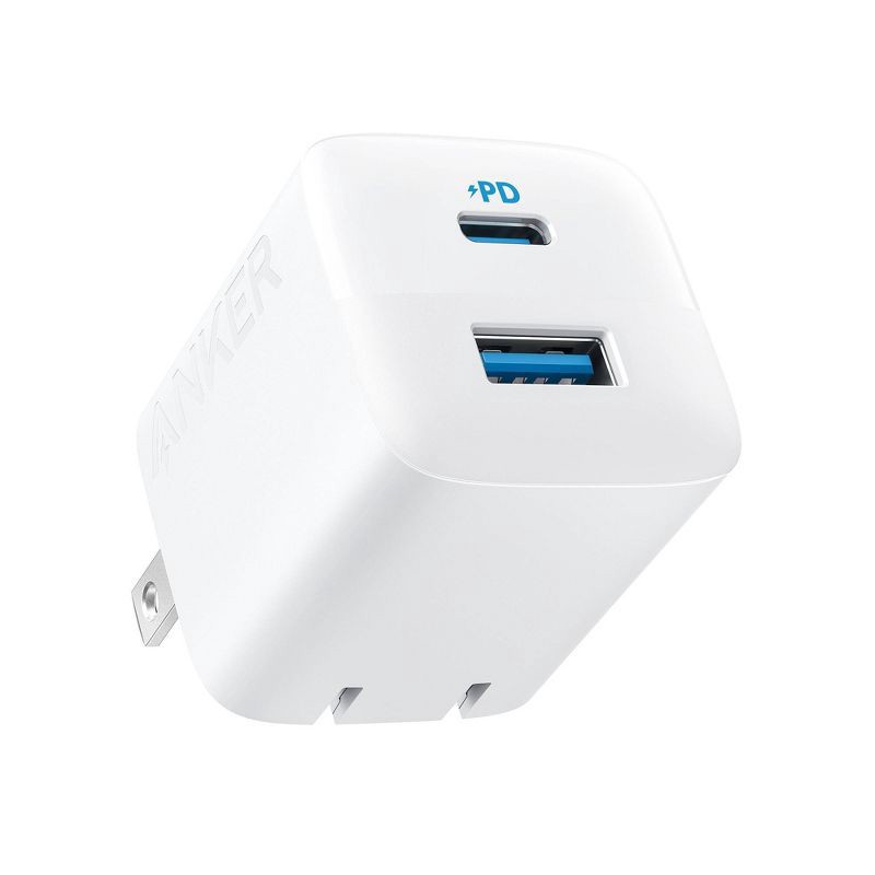 slide 2 of 8, Anker 2 Port 33W Wall Charger with 6' USB-C to USB-C Cable - White: Quick Charge, 9V Output, 1 ct