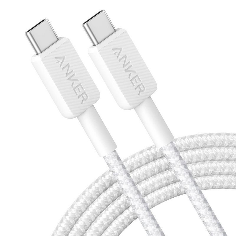 slide 1 of 5, Anker 6' 60W Braided USB-C to USB-C Max Fast Charging Cable - White, 1 ct