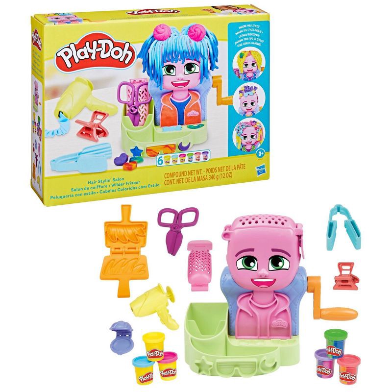 slide 3 of 9, Play-Doh Hair Stylin' Salon Playset - 14pc, 14 ct