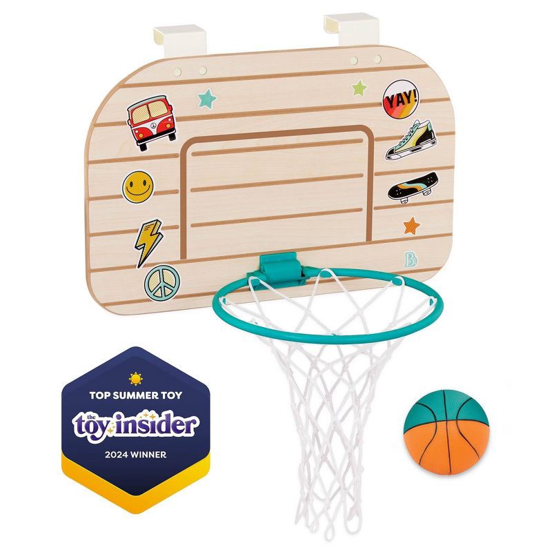 slide 3 of 8, B. toys B. sports Wooden Over-the-Door Basketball Hoop, 1 ct