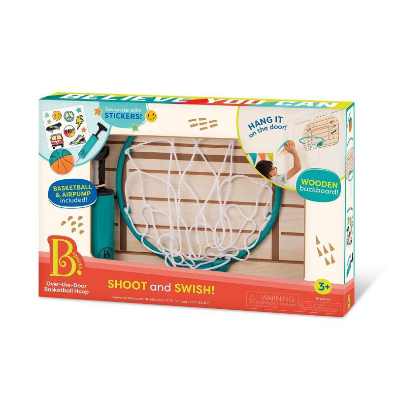 slide 8 of 8, B. toys B. sports Wooden Over-the-Door Basketball Hoop, 1 ct
