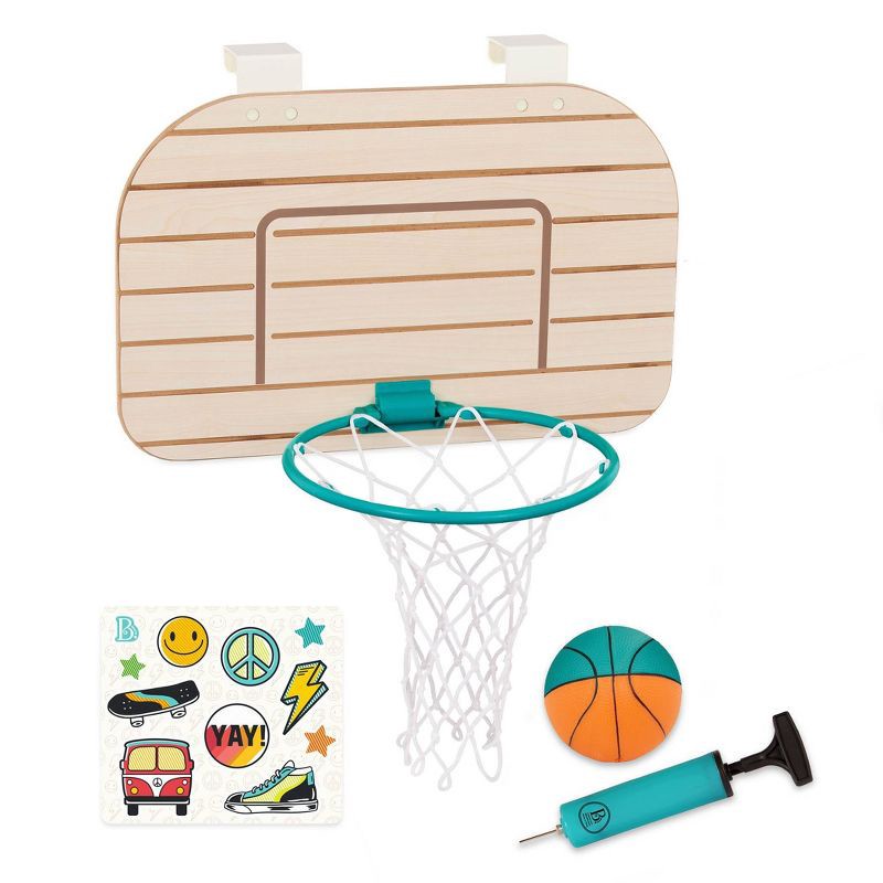 slide 1 of 8, B. toys B. sports Wooden Over-the-Door Basketball Hoop, 1 ct
