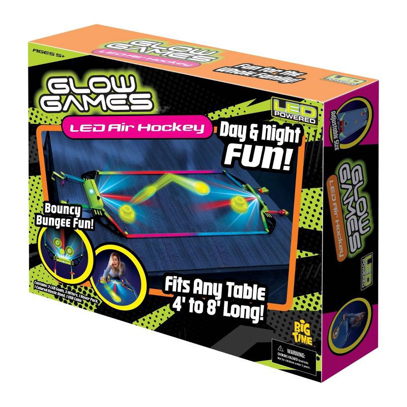 slide 3 of 6, Glow Games Table Air Hockey: LED Light Battery-Powered, Ages 5+, 2 Players, 1 ct
