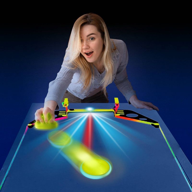 slide 4 of 6, Glow Games Table Air Hockey: LED Light Battery-Powered, Ages 5+, 2 Players, 1 ct