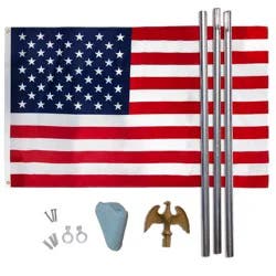 Valley Forge Flag 3'x5' Repreve U.S. Flag Set with 6' Steel Flag Pole: Complete Mounting Kit, F.M.A.A. Certified