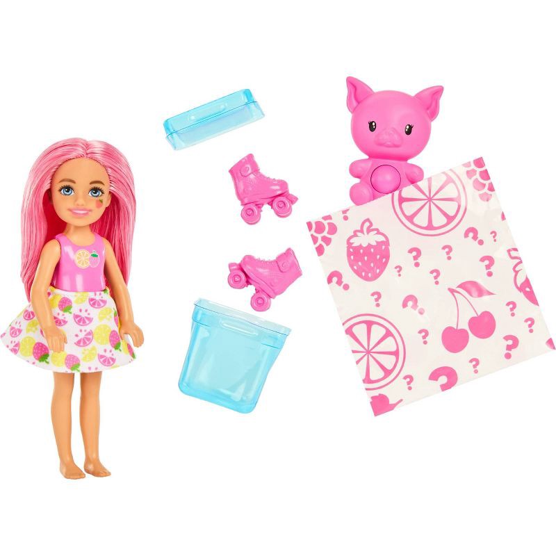 slide 7 of 7, Barbie Pop Reveal Fruit Series Chelsea Doll with 5 Surprises Including Pop-It Pet, Scent & Color Change (Styles May Vary), 1 ct