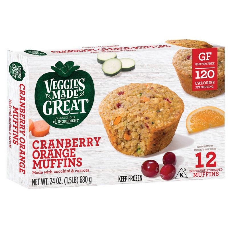 slide 1 of 3, Veggies Made Great Frozen Gluten Free Cranberry Orange Muffins - 24oz/12ct, 24 oz, 12 ct