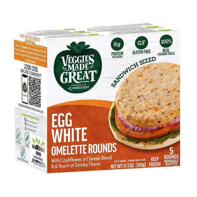 slide 1 of 4, Veggies Made Great Frozen Gluten Free Egg White and Veggie Bacon Omelette Rounds - 11.5oz, 11.5 oz