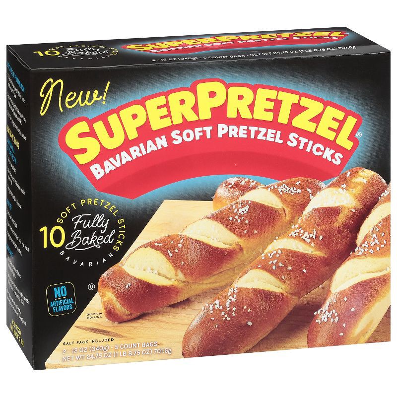 slide 2 of 4, SuperPretzel Frozen Bavarian Soft Pretzel Sticks - 24.75oz/10ct, 24.75 oz, 10 ct